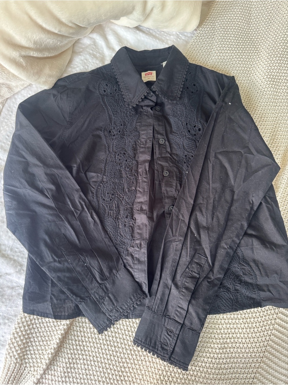 Levi's Women's Black Embroidered Button-Up  100% cotton
